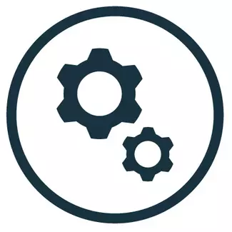 Icon mit zwei Zahnrädern